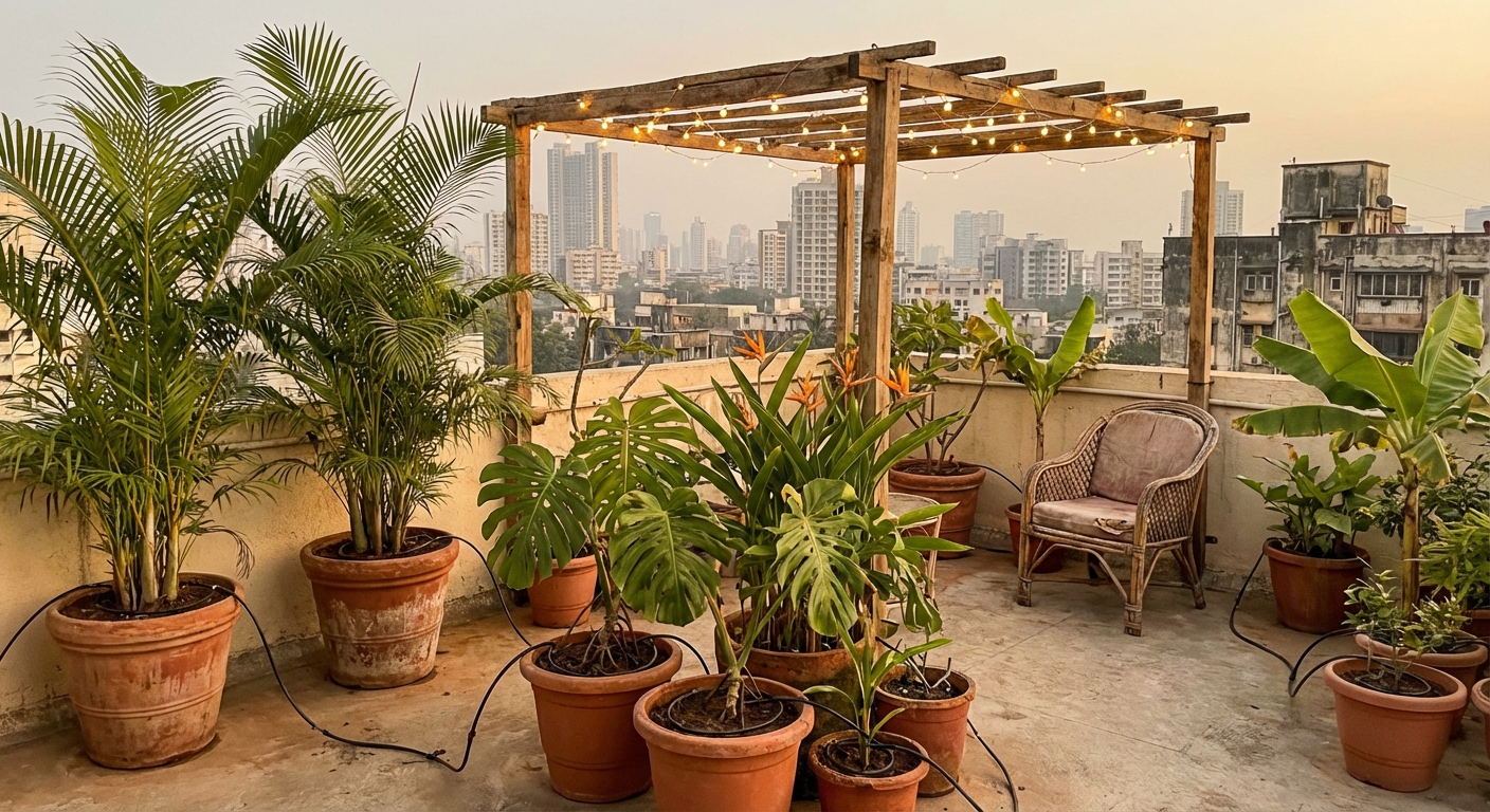 Tropical terrace garden